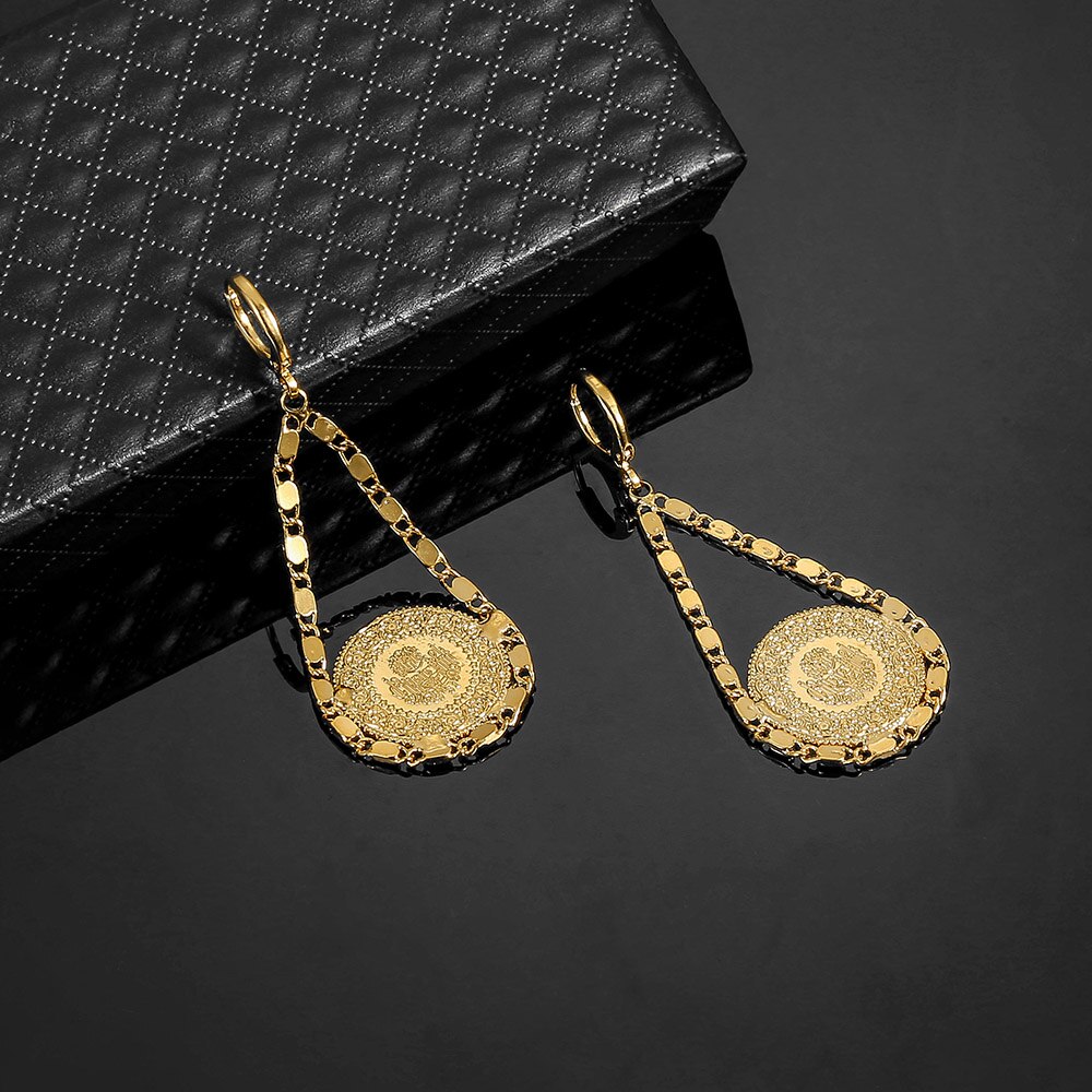 Women's Golden Coin Muslim Earrings