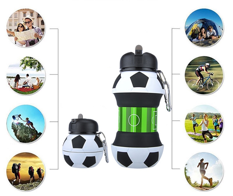 Foldable Football / Basketball / Tennis Leakproof Silica Gel Kid's Water Bottle