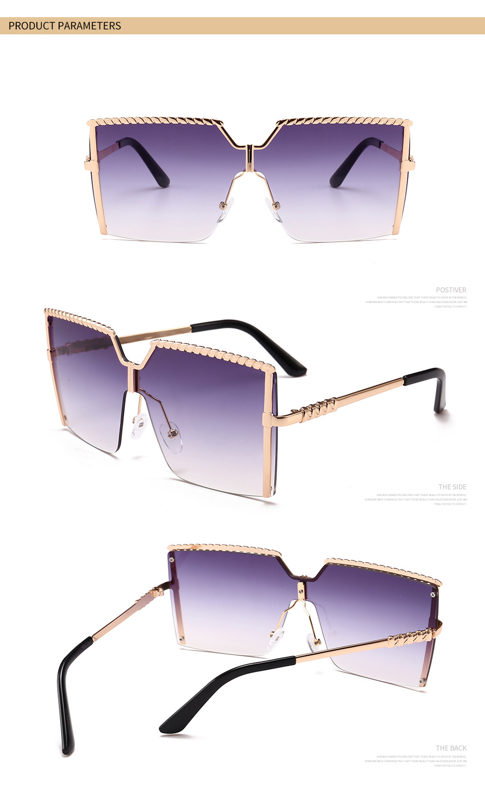 Large Square Shaped Sunglasses for Women