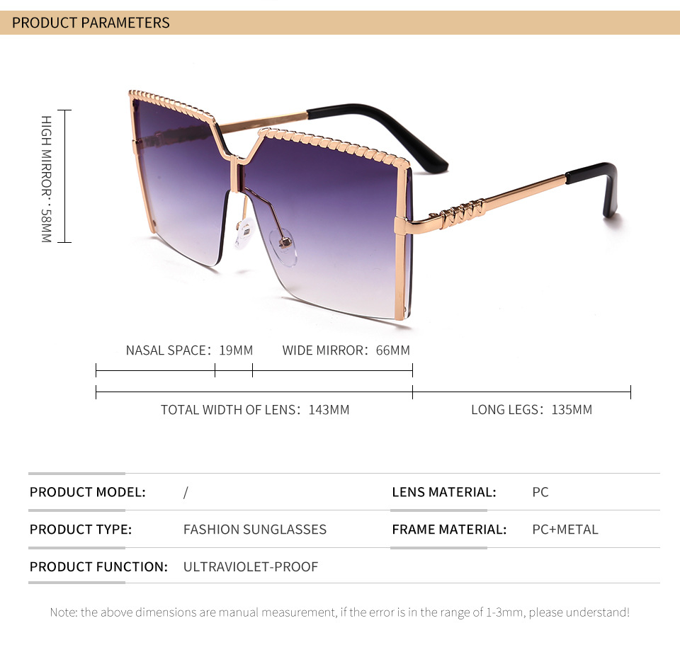 Large Square Shaped Sunglasses for Women