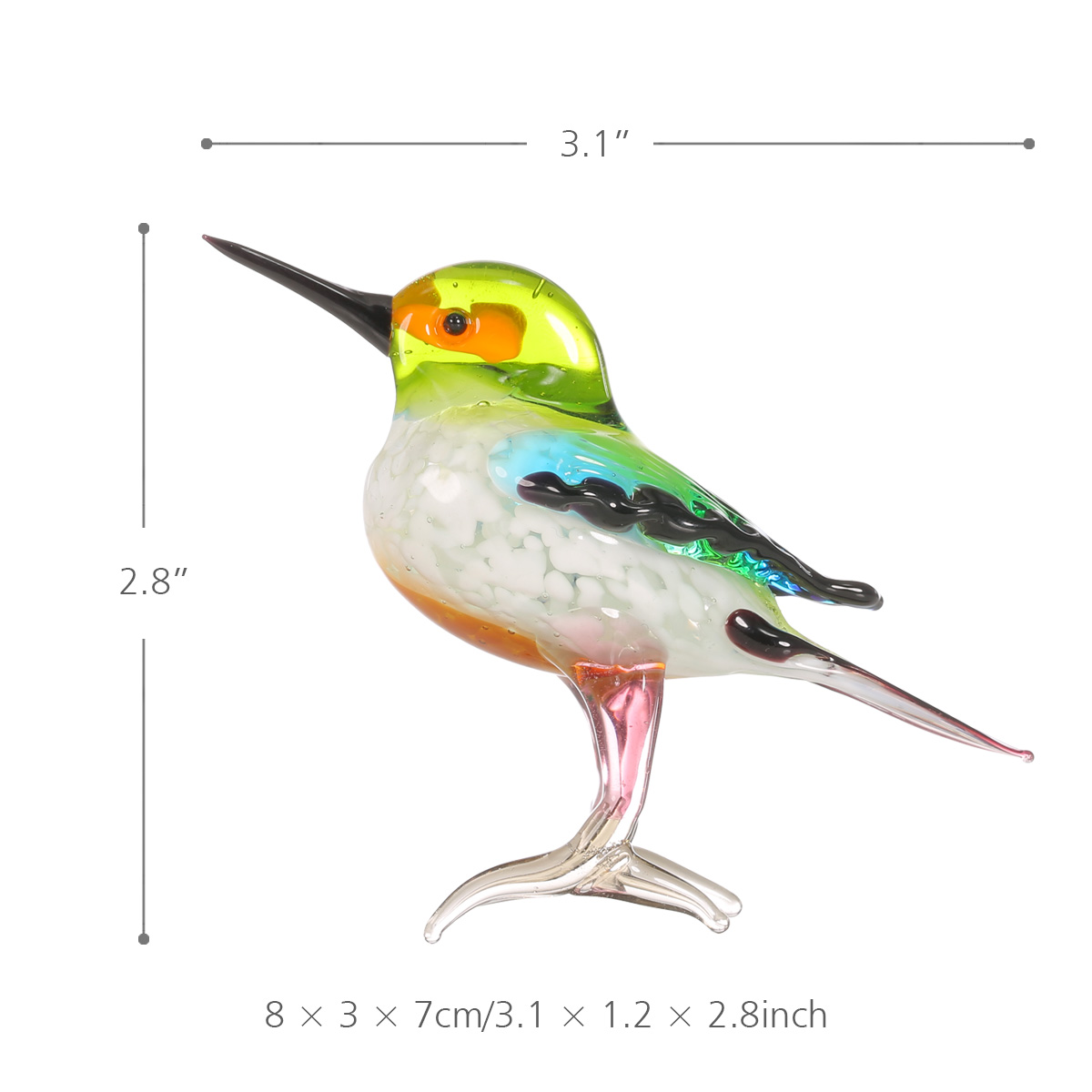 Bird Shaped Glass Figurine for Home Decor