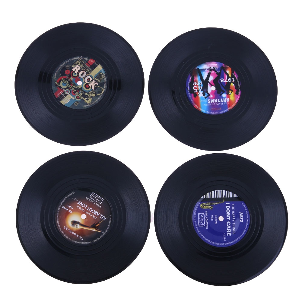 Retro Vinyl Record Style Coasters Set