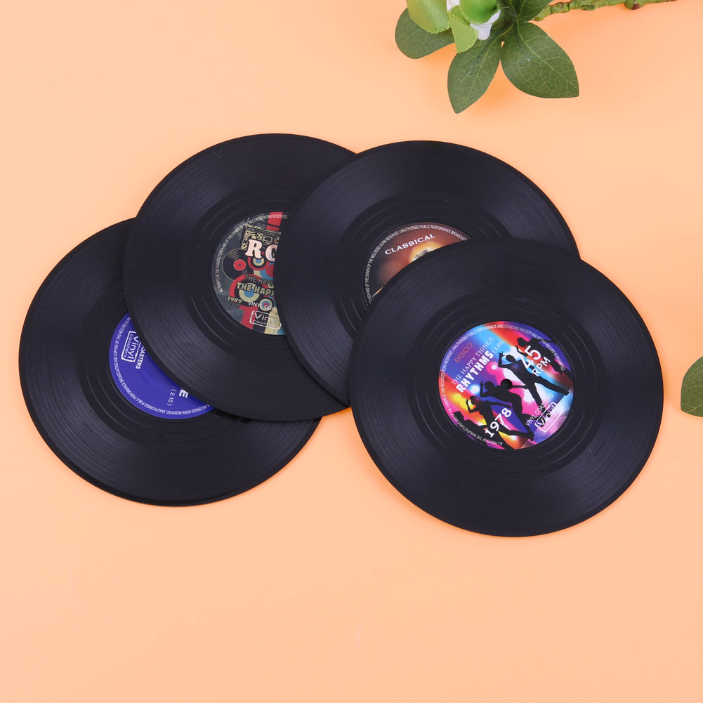 Retro Vinyl Record Style Coasters Set