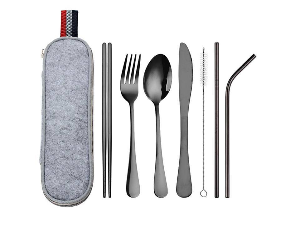 Stainless Steel Dinnerware 8 pcs Set with Portable Bag