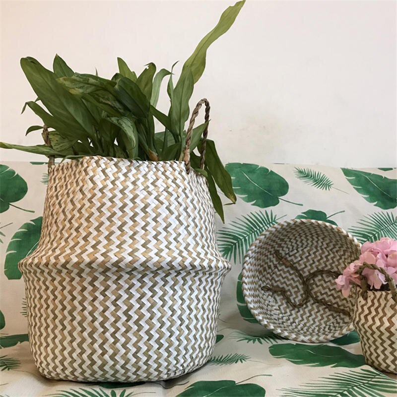 Foldable Handmade Woven Storage Basket for Gardening