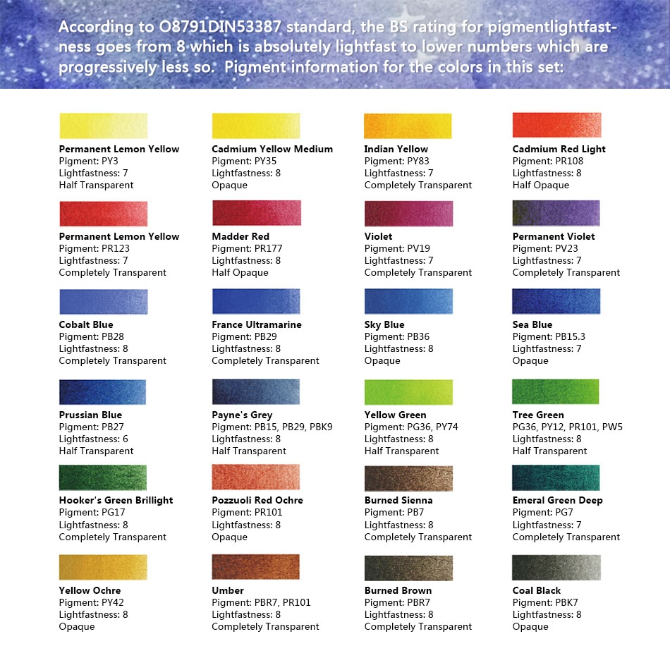 12-48 Colors Watercolor Pigment Paint