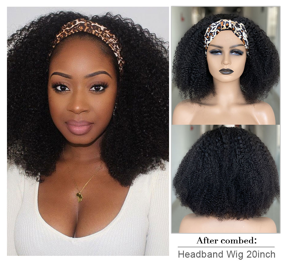 Human Hair Afro Kinky Headband Wig