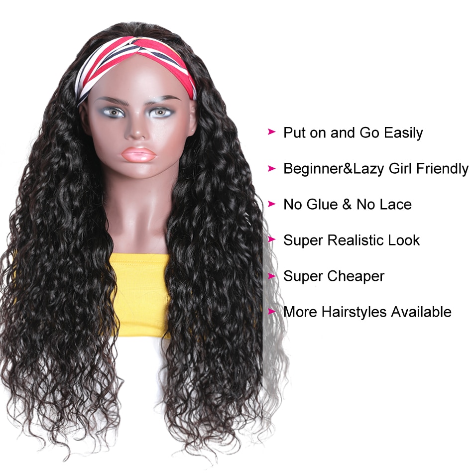 100% Human Hair Grip Headband Wig