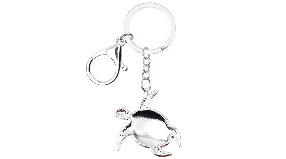 Metal Keychain with Sea Turtle