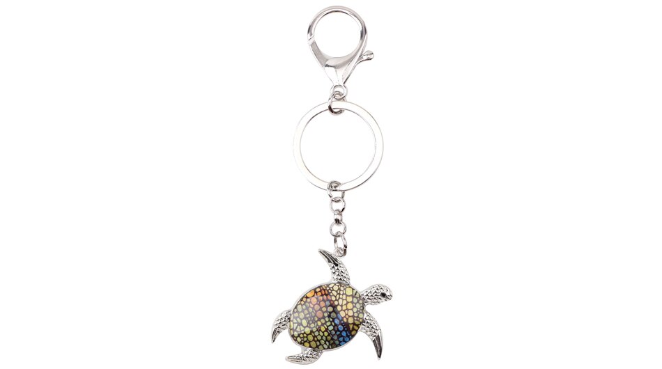 Metal Keychain with Sea Turtle