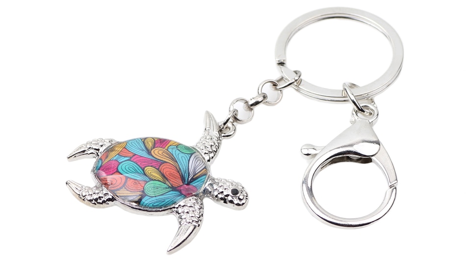 Metal Keychain with Sea Turtle