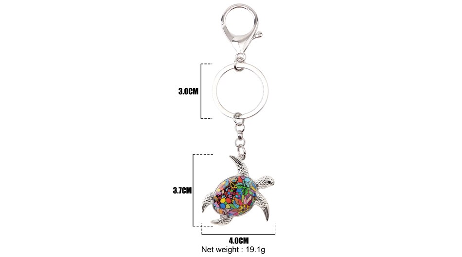 Metal Keychain with Sea Turtle