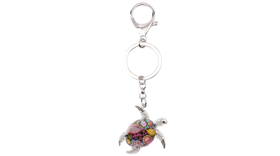 Metal Keychain with Sea Turtle