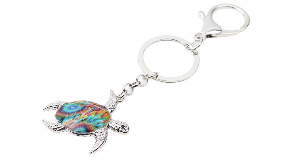 Metal Keychain with Sea Turtle