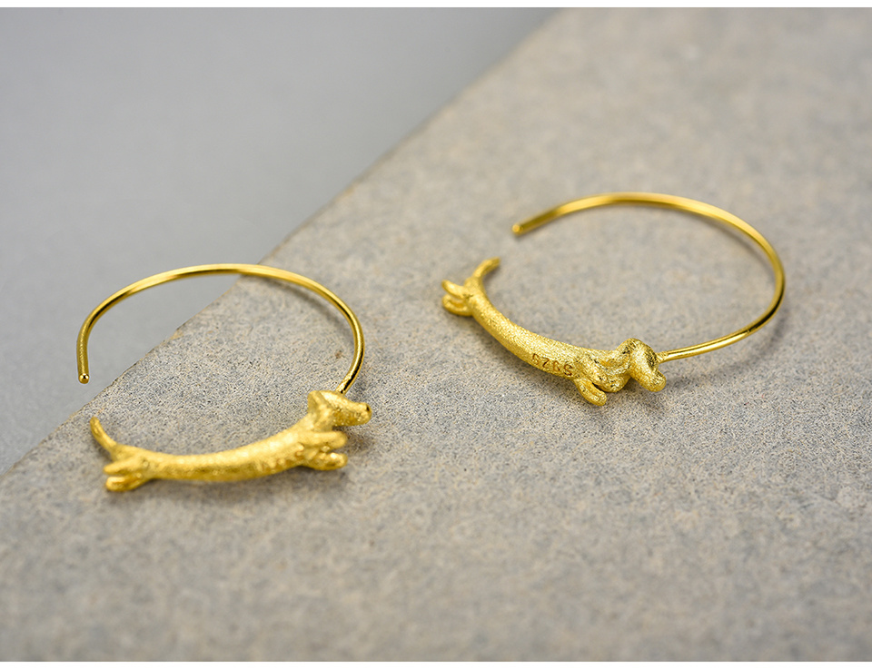 Lovely Dachshund Round Hoop Earrings