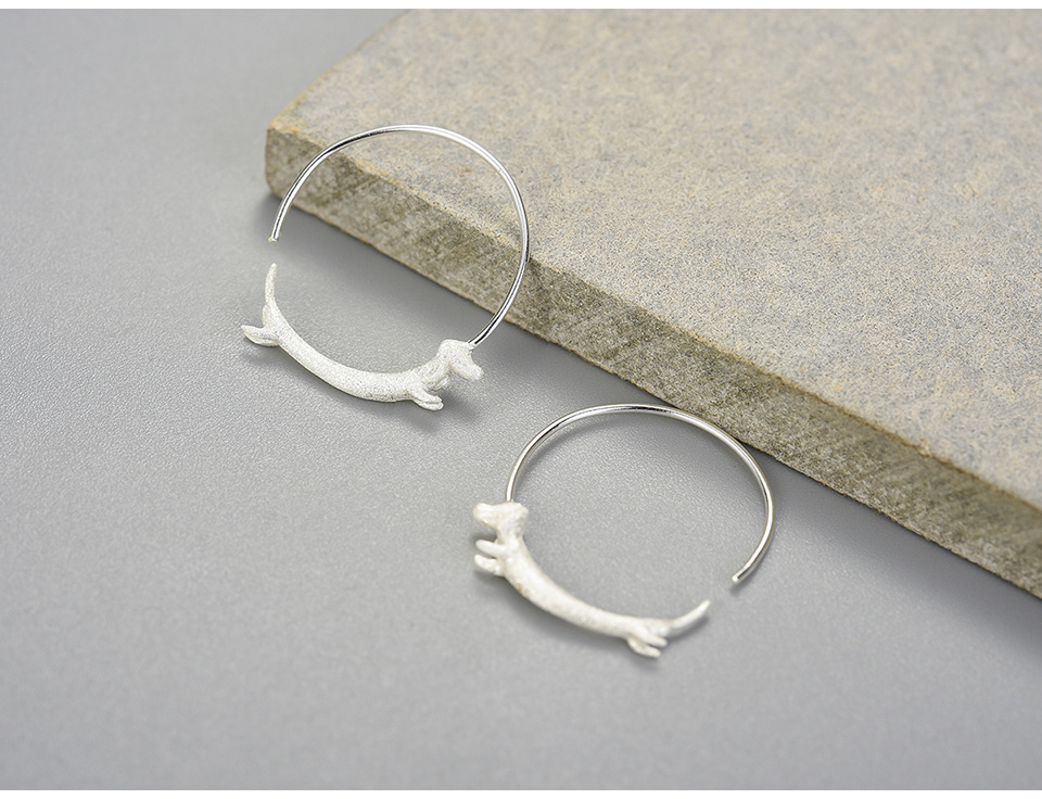 Lovely Dachshund Round Hoop Earrings