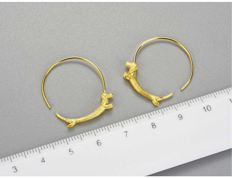 Lovely Dachshund Round Hoop Earrings