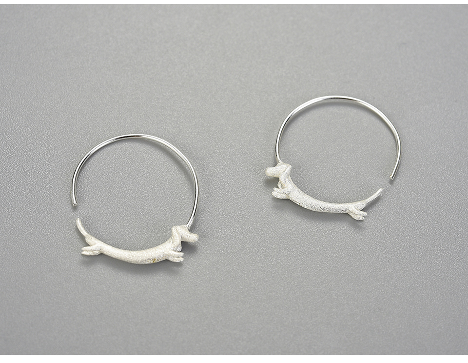 Lovely Dachshund Round Hoop Earrings