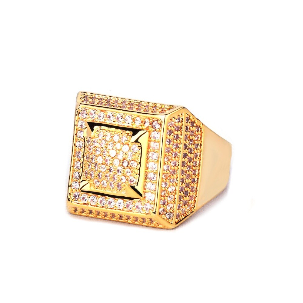 Men's Hip Hop Style Gold/Silver Zircon Ring