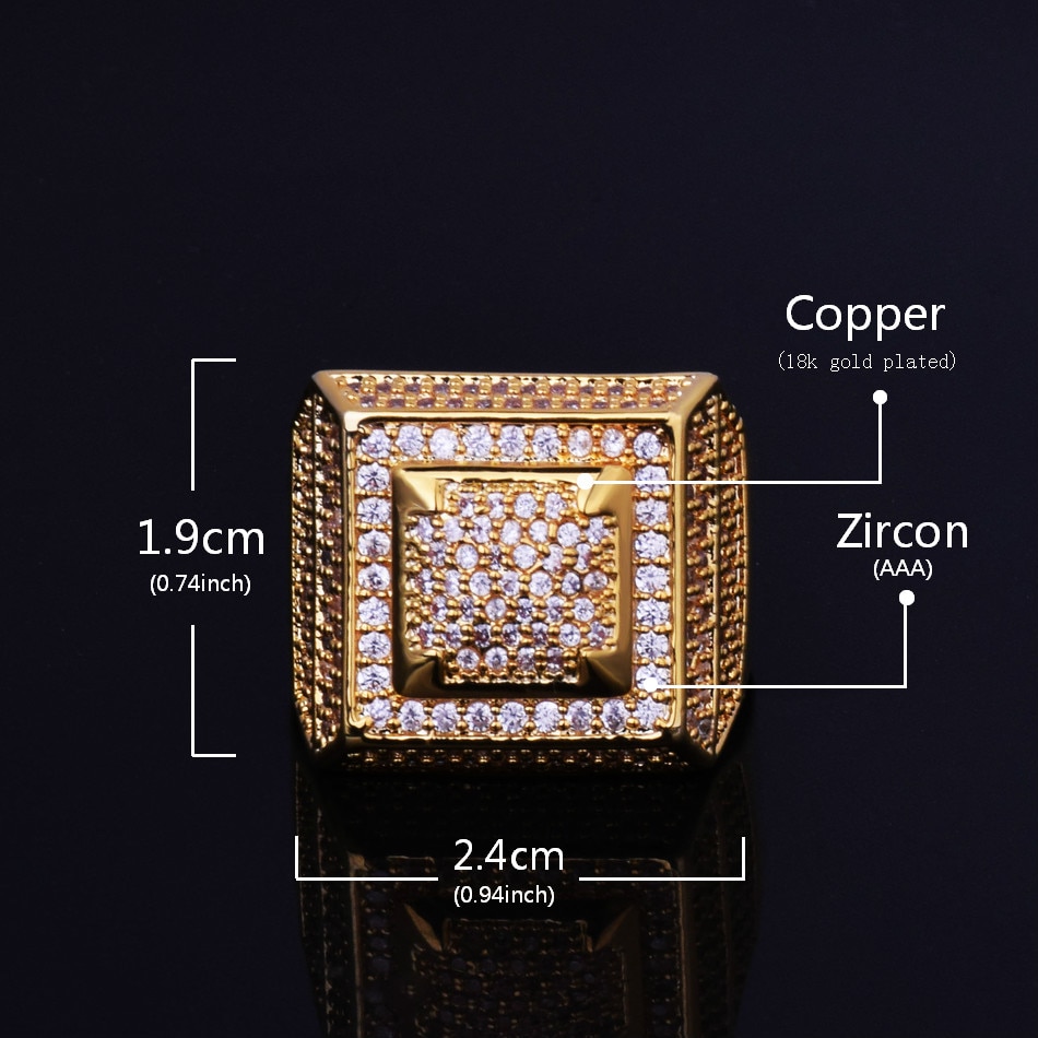 Men's Hip Hop Style Gold/Silver Zircon Ring