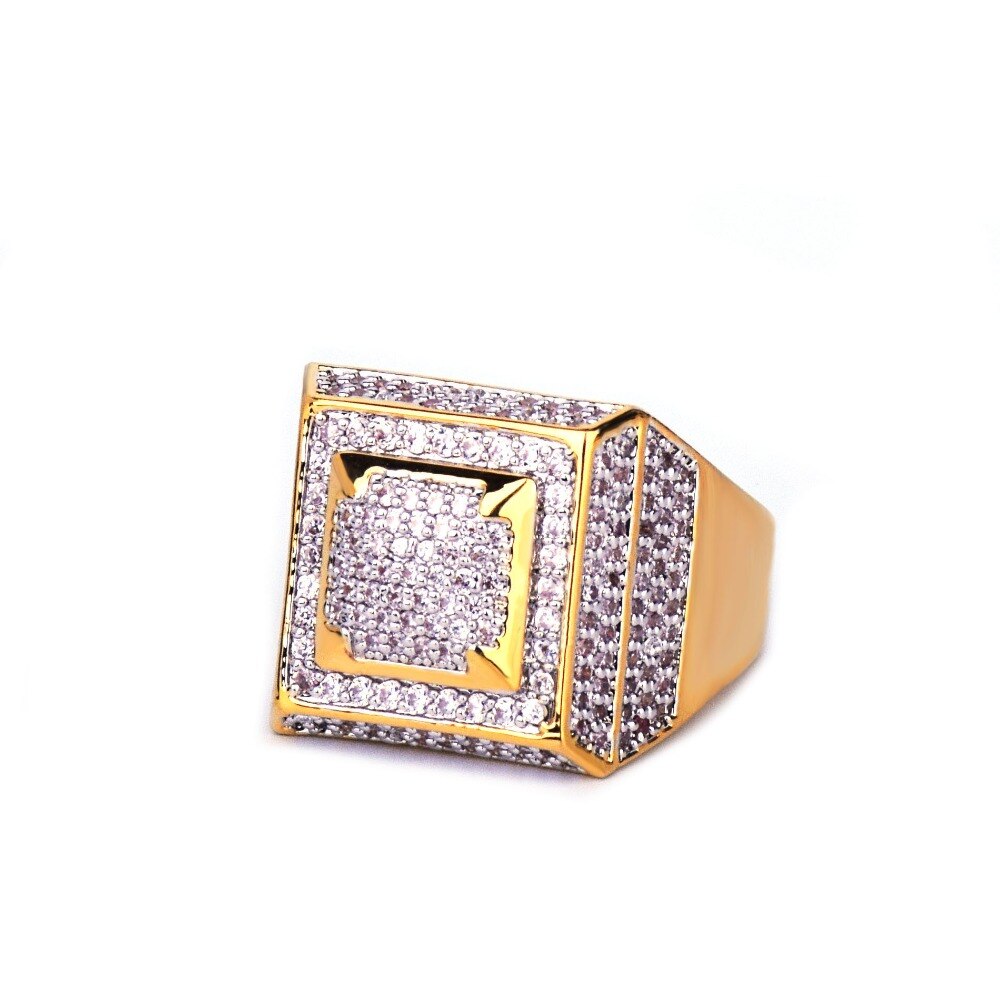 Men's Hip Hop Style Gold/Silver Zircon Ring