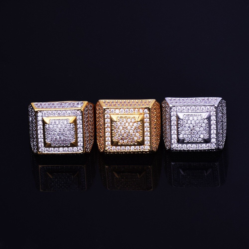 Men's Hip Hop Style Gold/Silver Zircon Ring