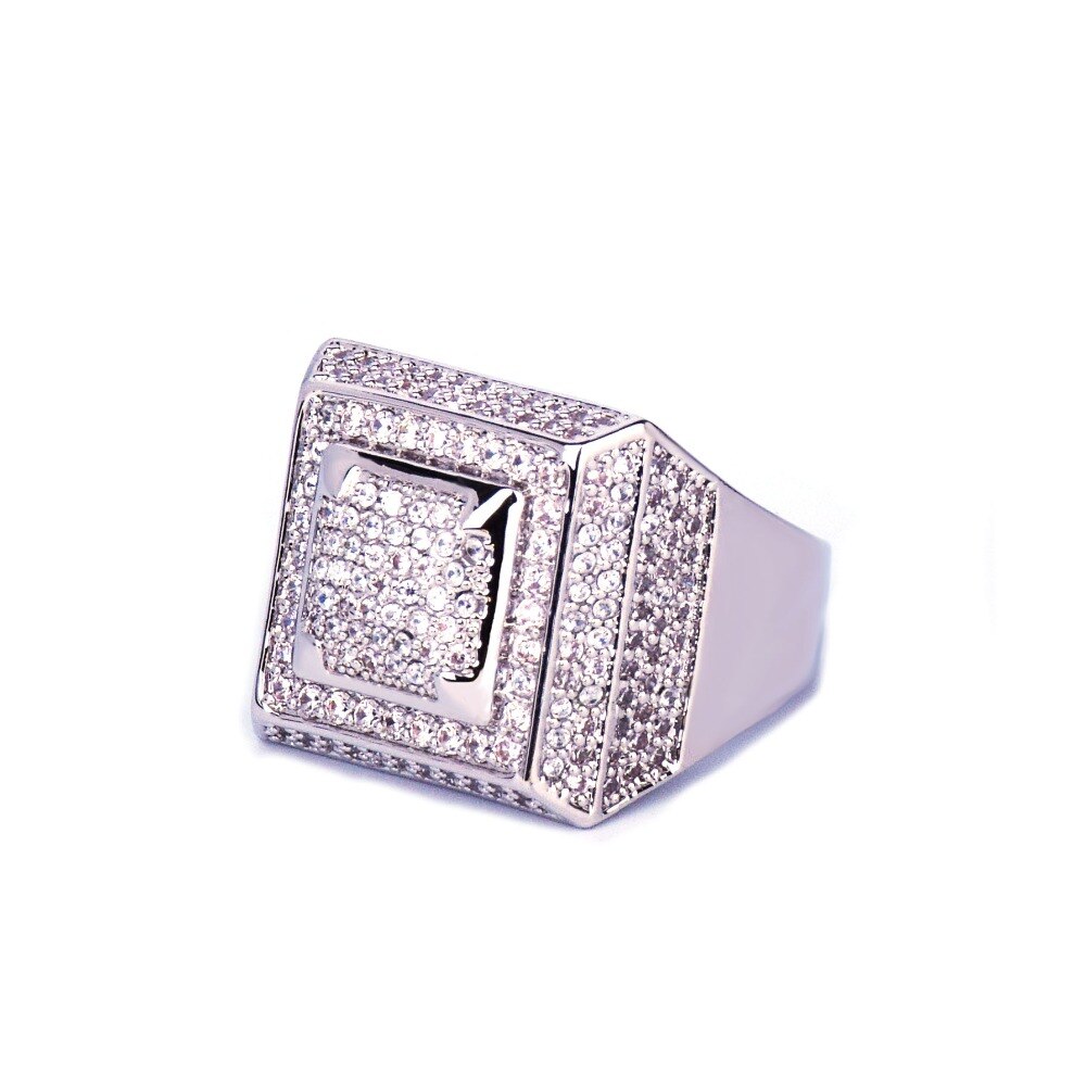 Men's Hip Hop Style Gold/Silver Zircon Ring