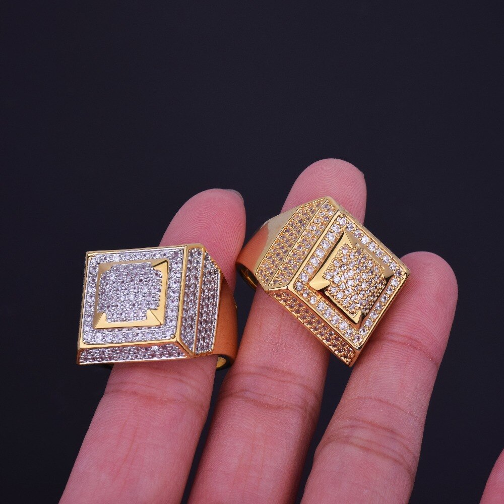 Men's Hip Hop Style Gold/Silver Zircon Ring