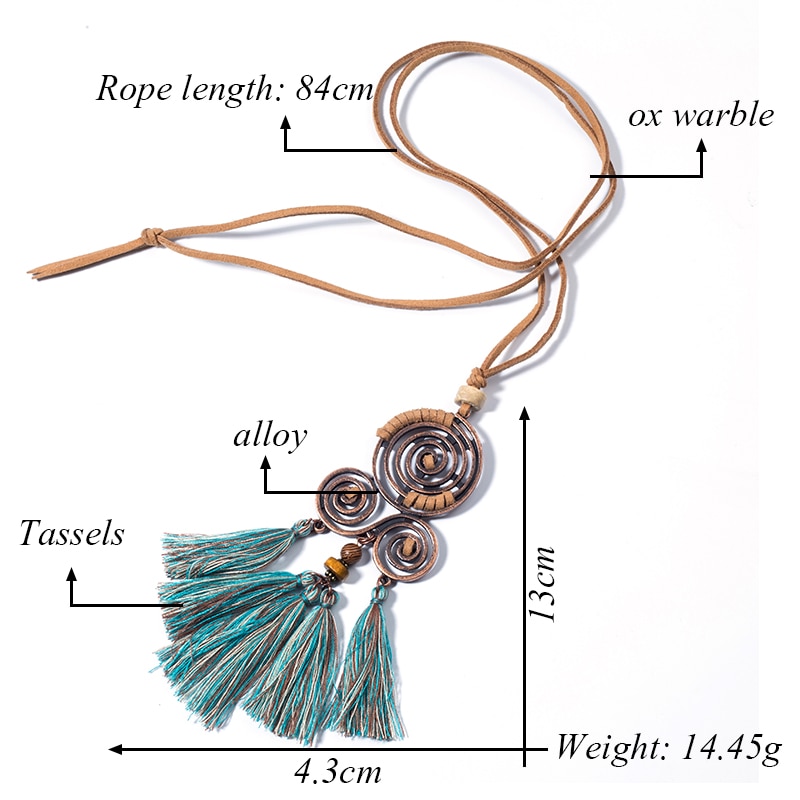 Women's Bohemian Wave Shaped Pendant Necklace with Tassels