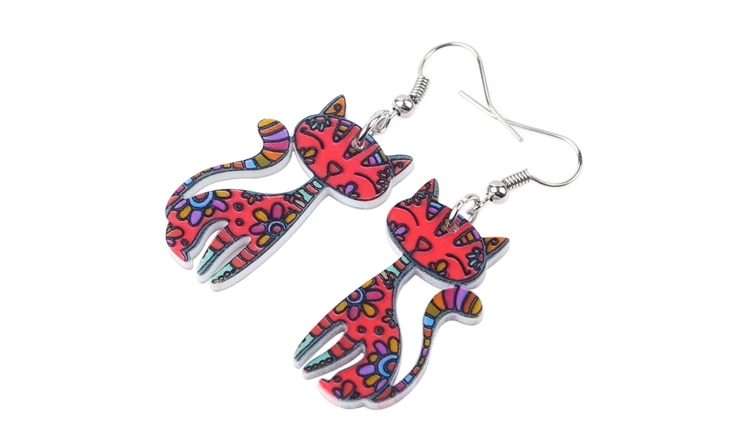 Floral Enamel Kitten Earrings