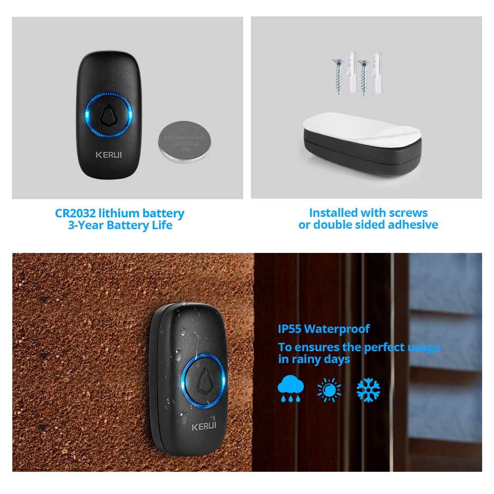 Wireless Waterproof Touch Button Doorbell