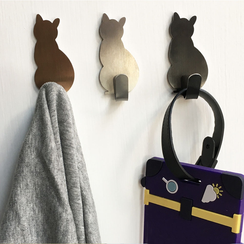 Cat Shaped Wall Hooks 2 Pcs Set