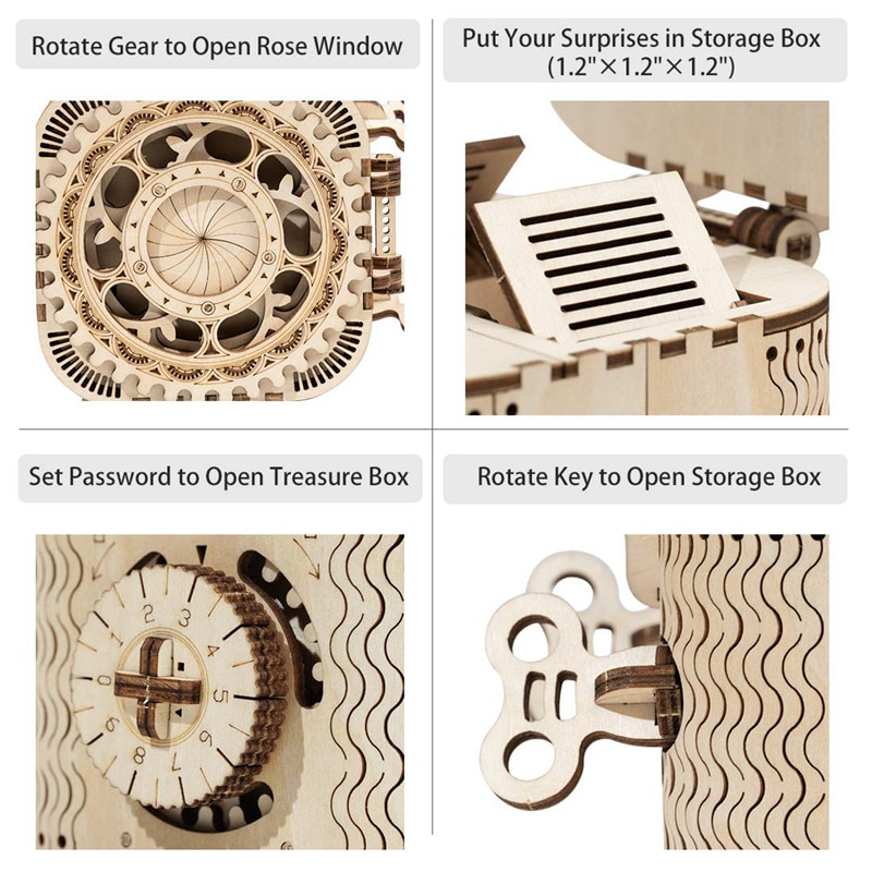 DIY 3D Treasure Box Wooden Puzzle