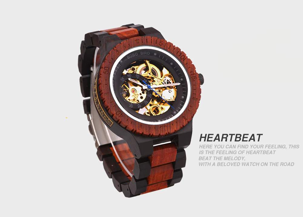 Men's Water-Resistant Wooden Mechanical Watch