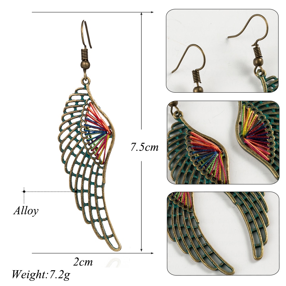 Women's Bohemian Wings Shaped Drop Earrings