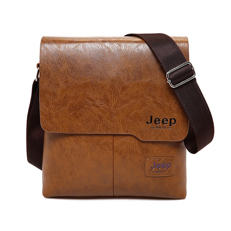 Men's Leather Messenger Bag with Phone Case