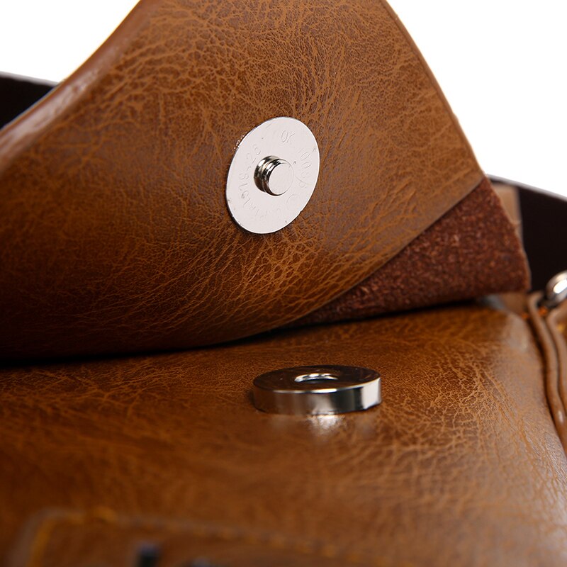 Men's Leather Messenger Bag with Phone Case