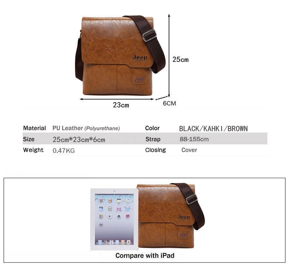 Men's Leather Messenger Bag with Phone Case