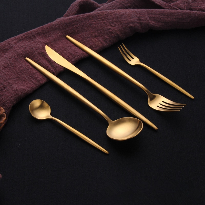 Stainless Steel Cutlery Set in Gold