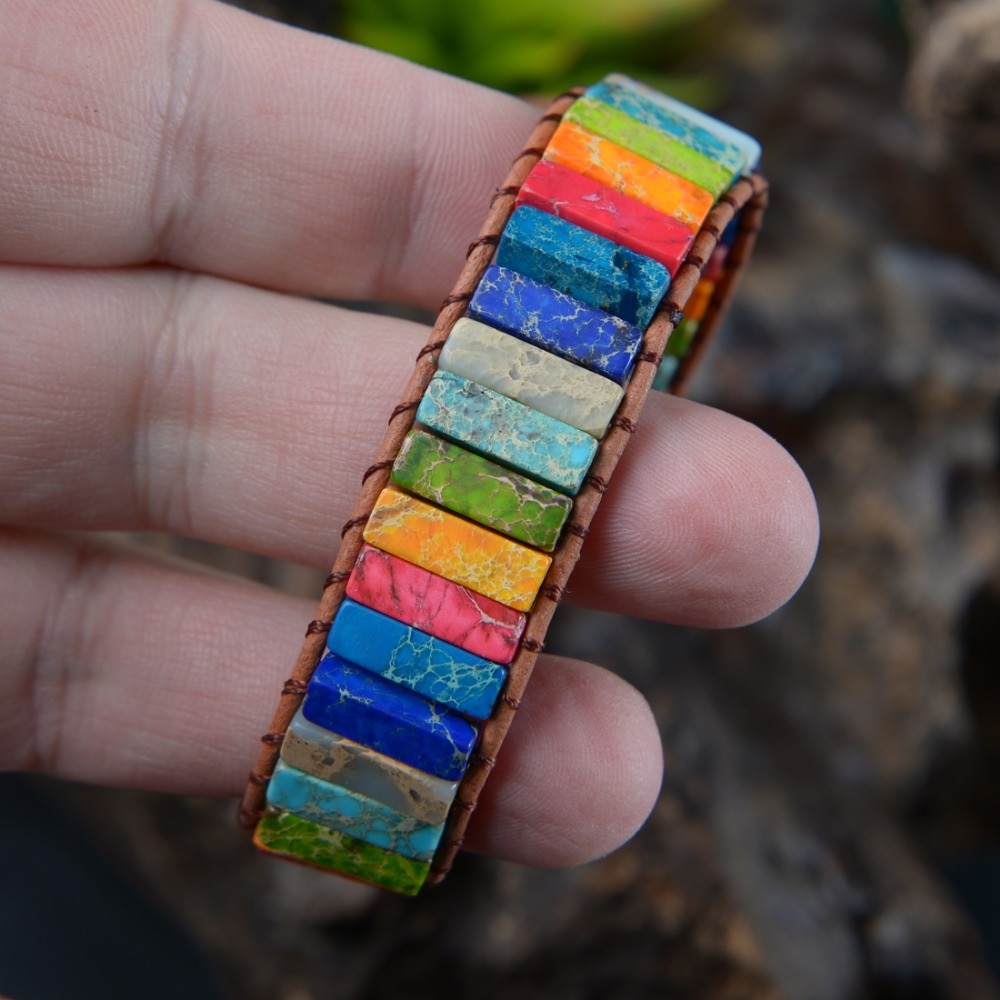 Multicolor Boho Natural Stone Wrap Bracelet