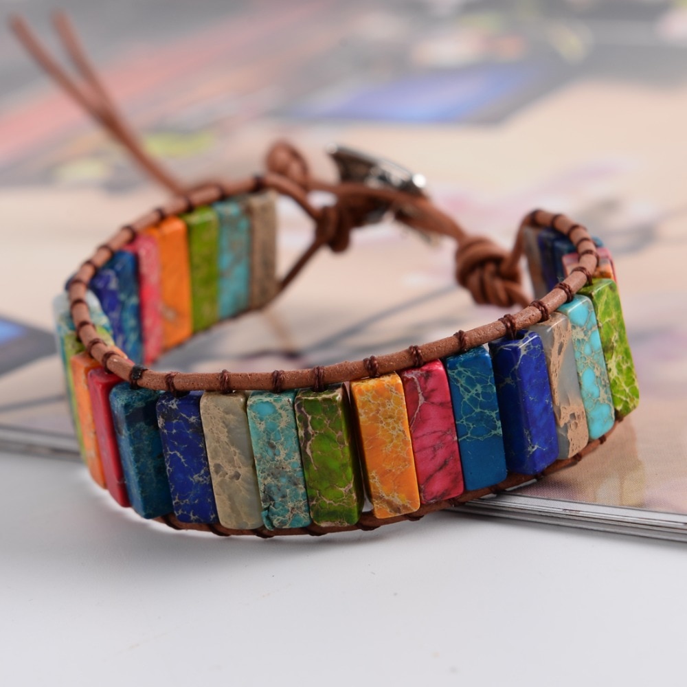 Multicolor Boho Natural Stone Wrap Bracelet