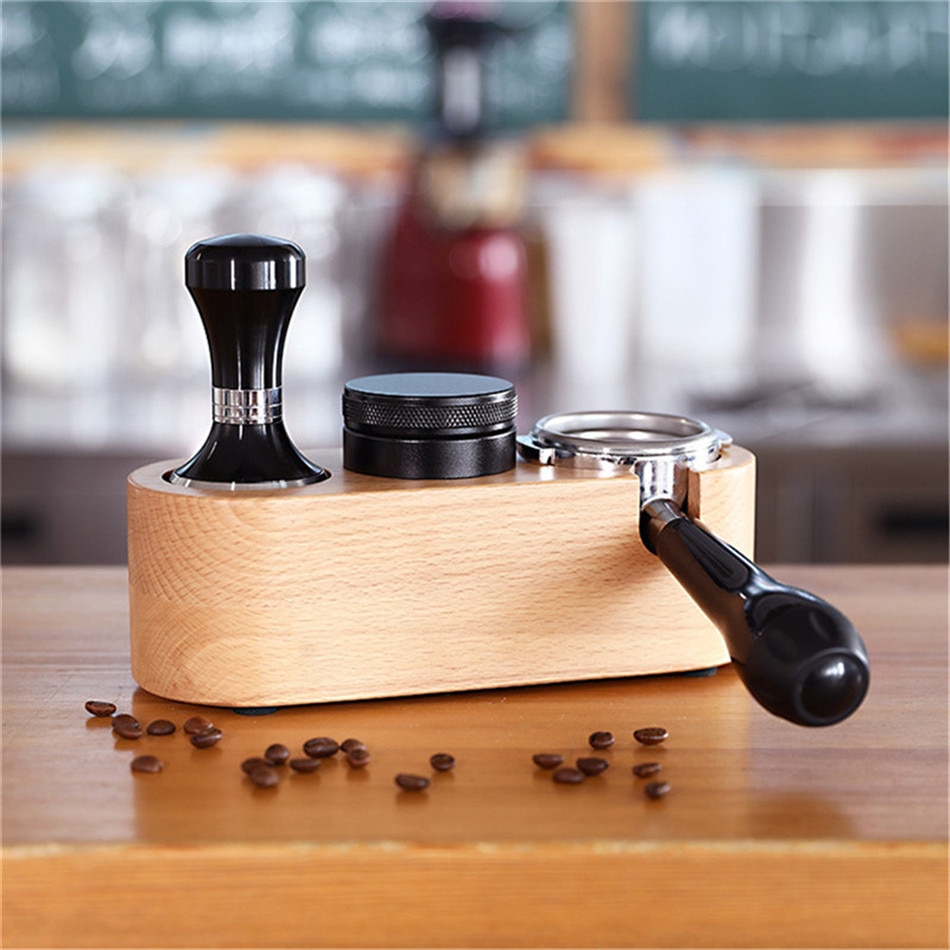 Manual Wooden Coffee Tamper Holder