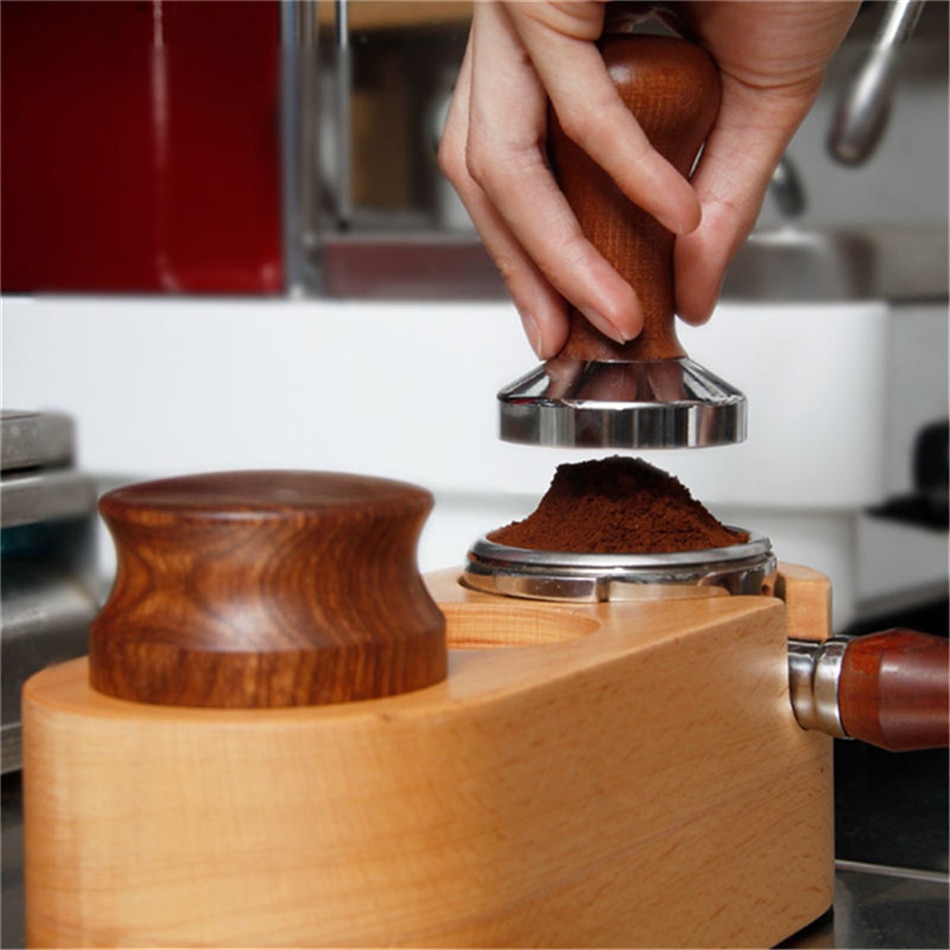 Manual Wooden Coffee Tamper Holder