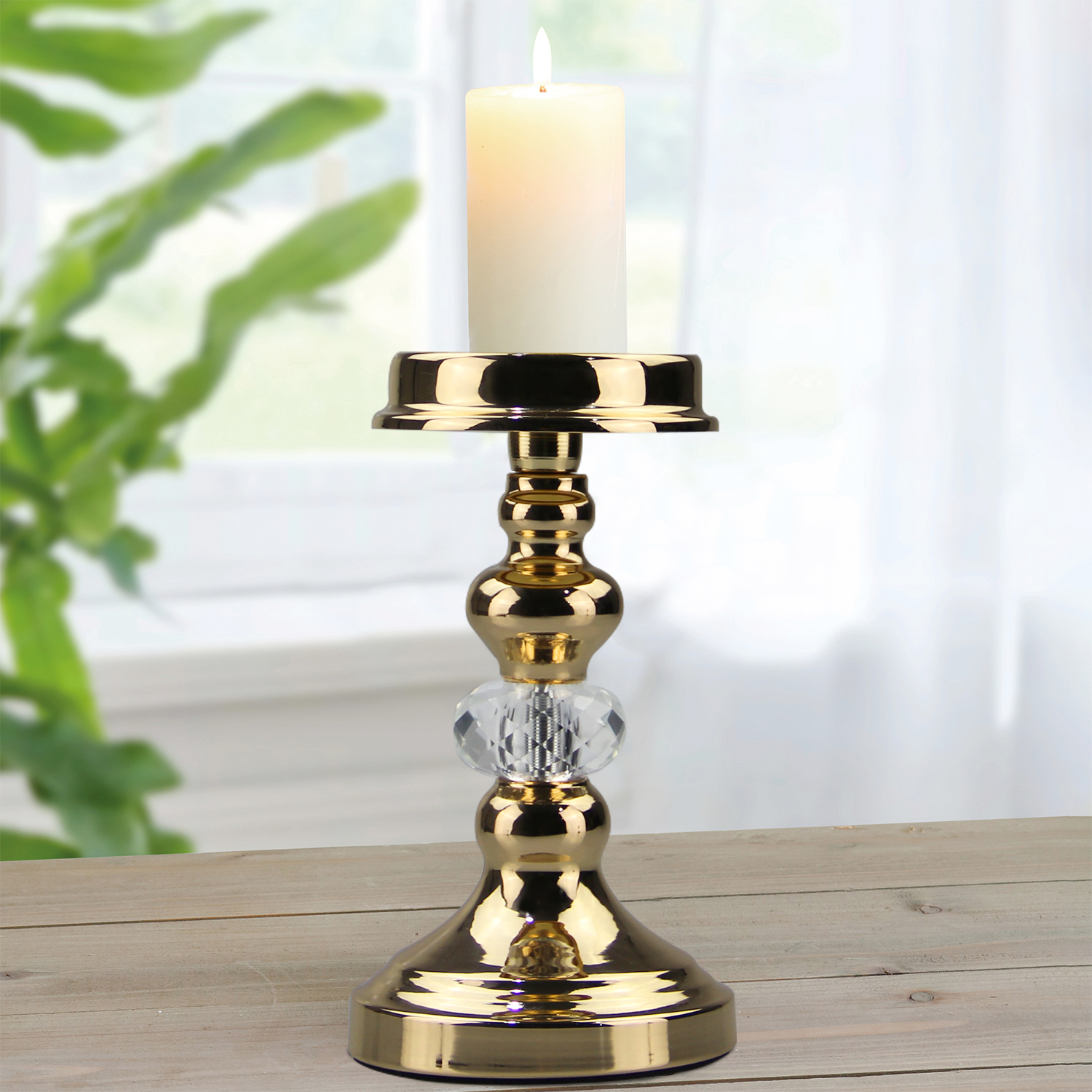 Crystal Patterned Pillar Candle Holder