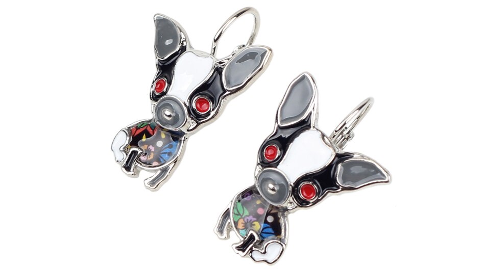 Enamel Sitting Chihuahua Dog Earrings