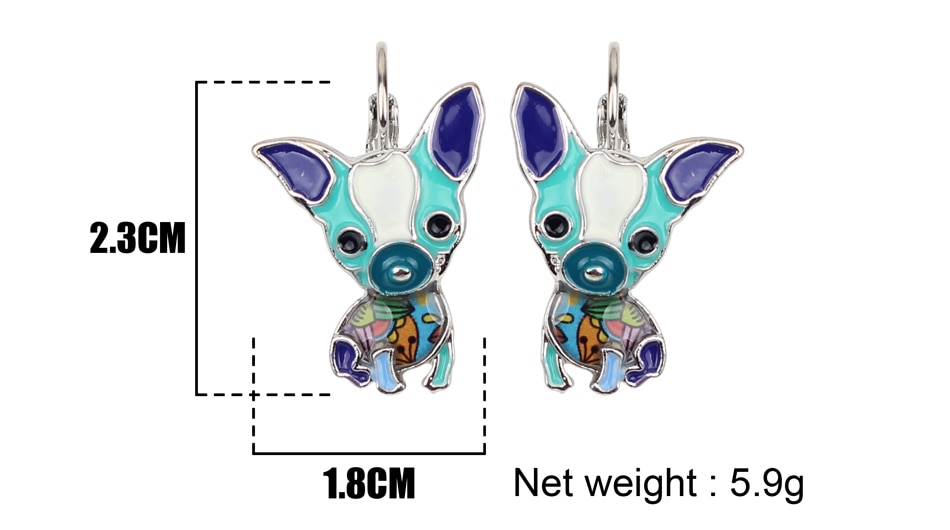 Enamel Sitting Chihuahua Dog Earrings