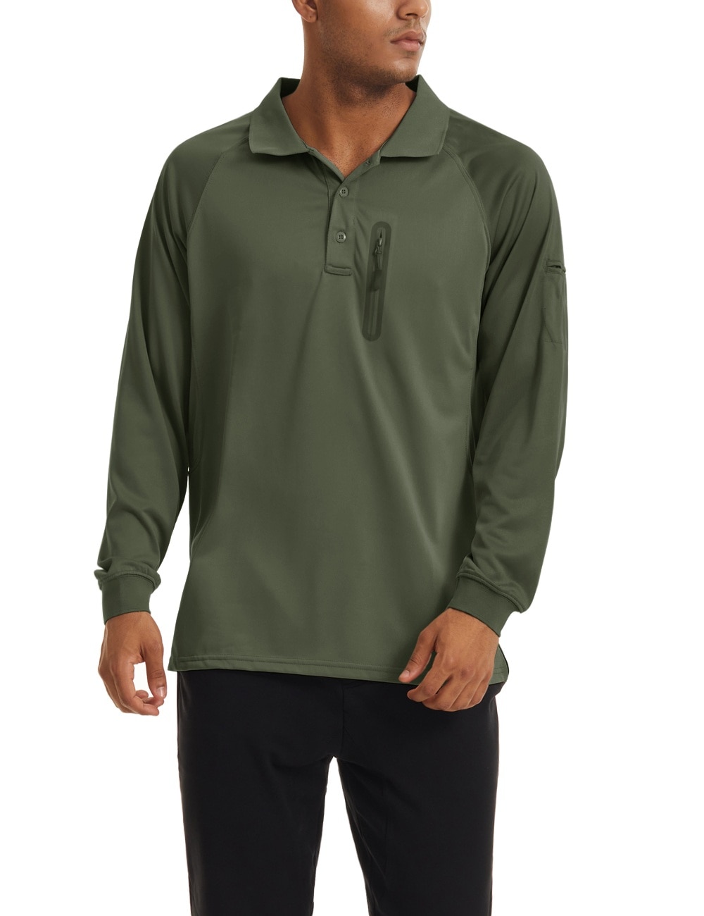 Men’s Tactical Golf Polo Shirt with Chest Zipper Pocket