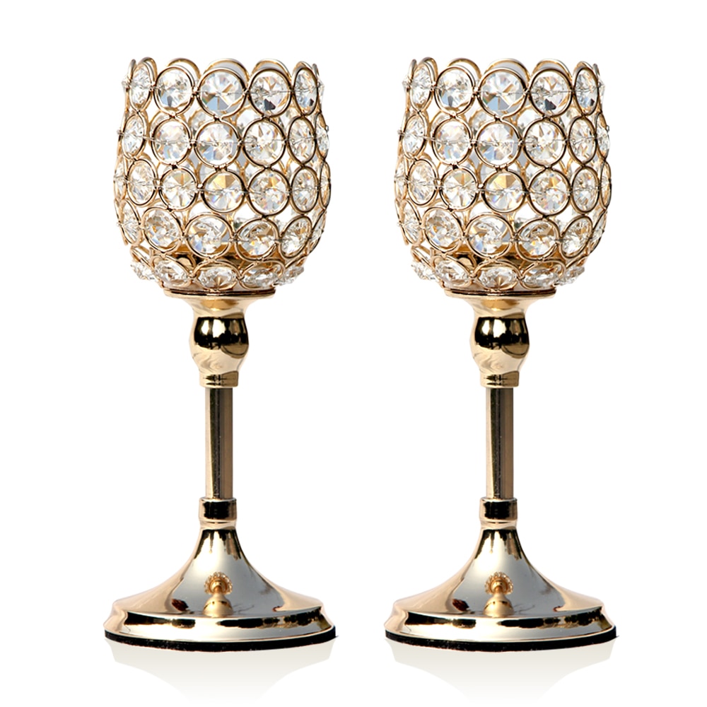 Set of Two Glass Pillar Holders for Candles