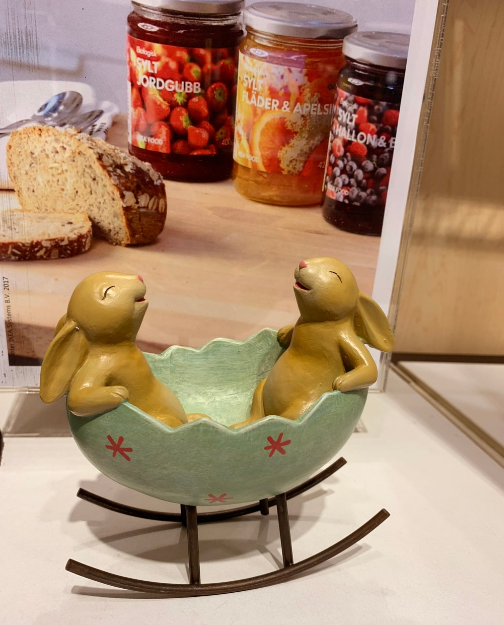 Laughing Rabbits in Egg Figurine