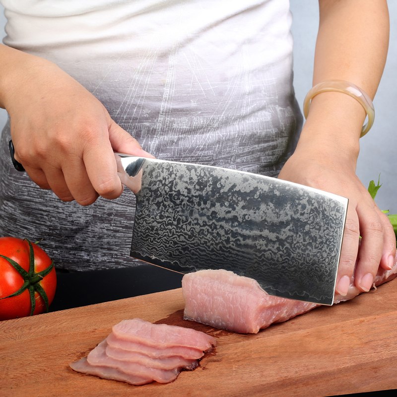 Professional Japanese Damascus Steel Kitchen Cleaver Knife